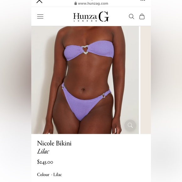 NWT hunza g nicole crinkle bikini set in lilac - Picture 5 of 7